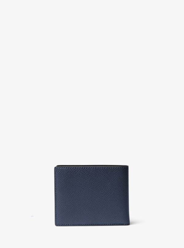 Panske Penazenky Michael Kors Harrison Crossgrain Leather Billfold With Passcase Námornícka Modrá - Doplnky Michael Kors Outlet | YXEPA-6904